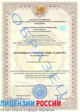 Образец сертификата соответствия аудитора №ST.RU.EXP.00006191-1 Вышний Волочек Сертификат ISO 50001